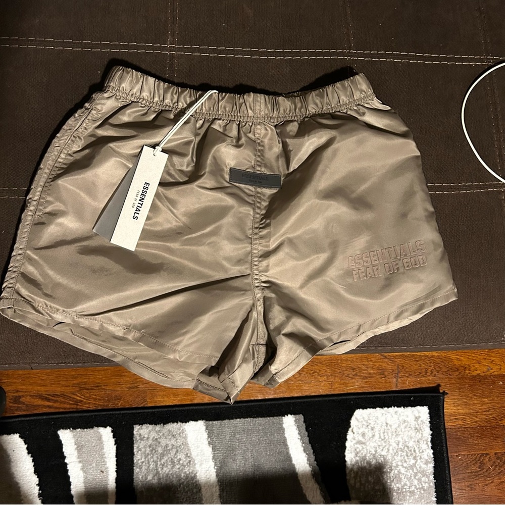 Essentials Brown Nylon Shorts